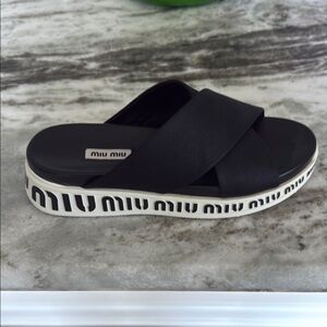 Miu Miu Women's Black Slide Sandals